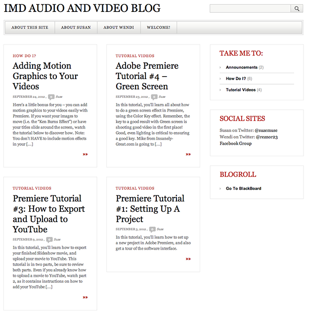 IMD Audio and Video Blog