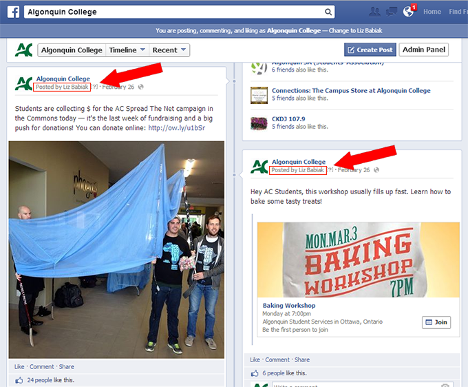 New Facebook Page Administrator Feature Post Authors AC Social Media