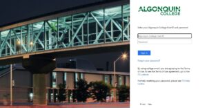 Image showing the log in page of Algonquin Live email account