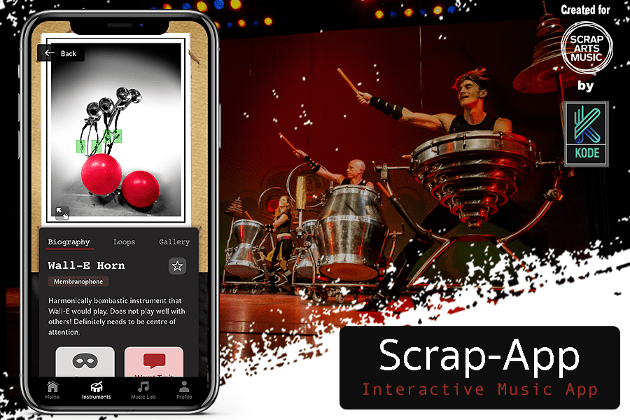 Scrap-App is a Progressive Web Application that allows users to play and learn about digital versions of handmade instruments created from scraps.