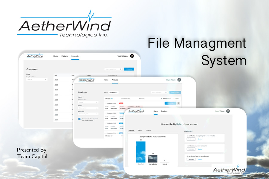 Aetherwind file management system app project banner image. 