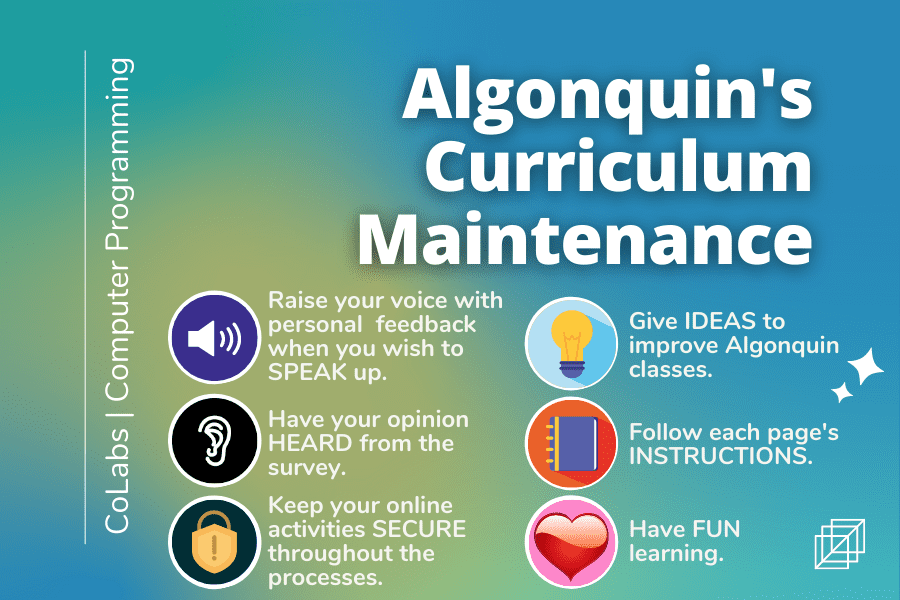 Algonquin College curriculum maintenance application banner image. 