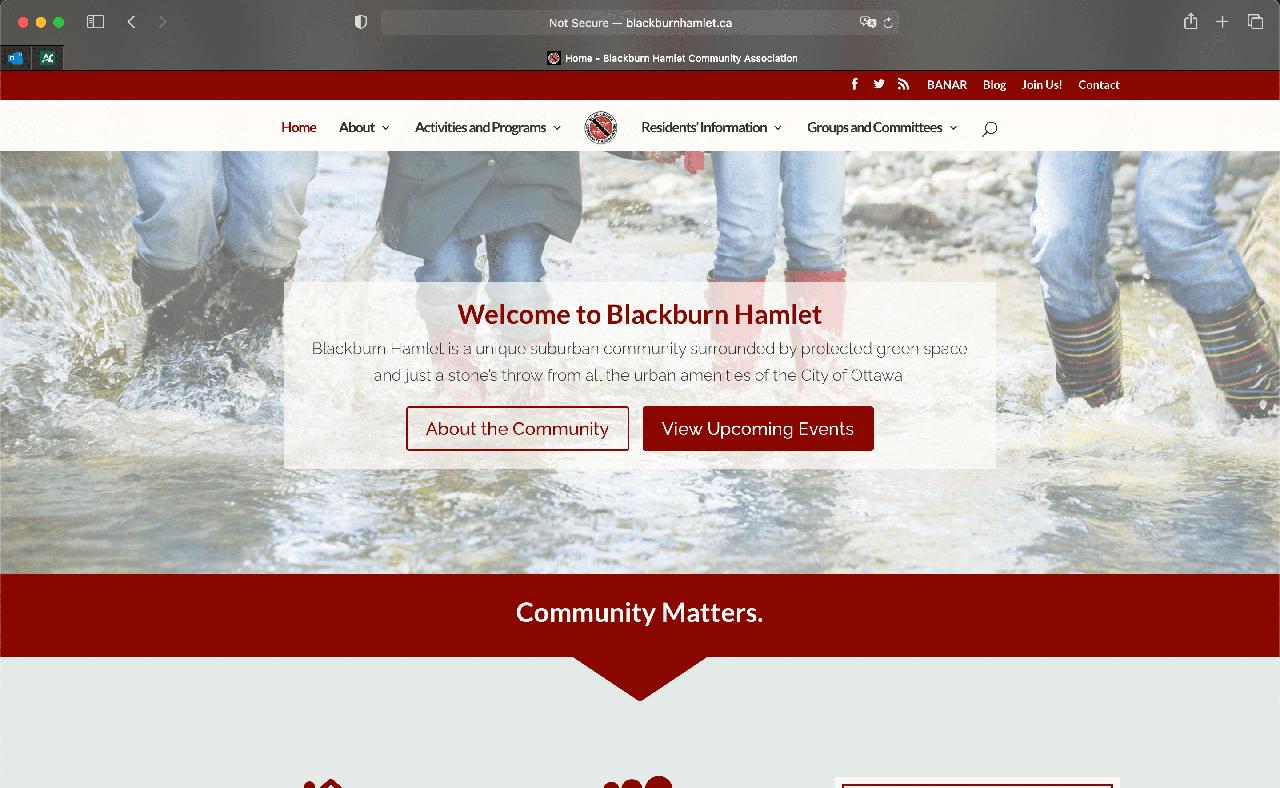 Blackburn Hamlet community website project banner image. 