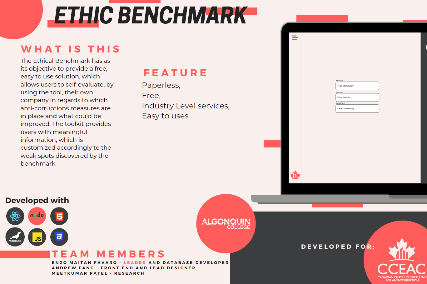 Ethical Benchmark app banner. 