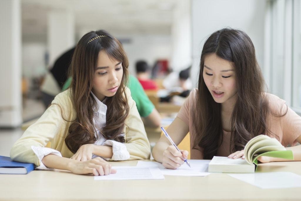 Two students studying.