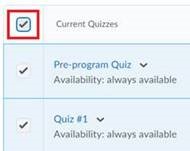 Screenshot of Quizzes Page