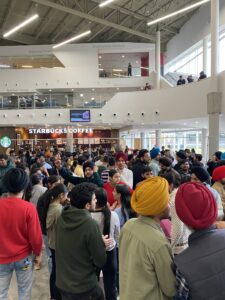 Students commune in the student commons in celebration of Diwali. 