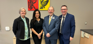 From left, Dean Sarah Hall, Jody Wilson-Raybould, Claude Brule and Jamie Bramburger at the Pembroke Campus