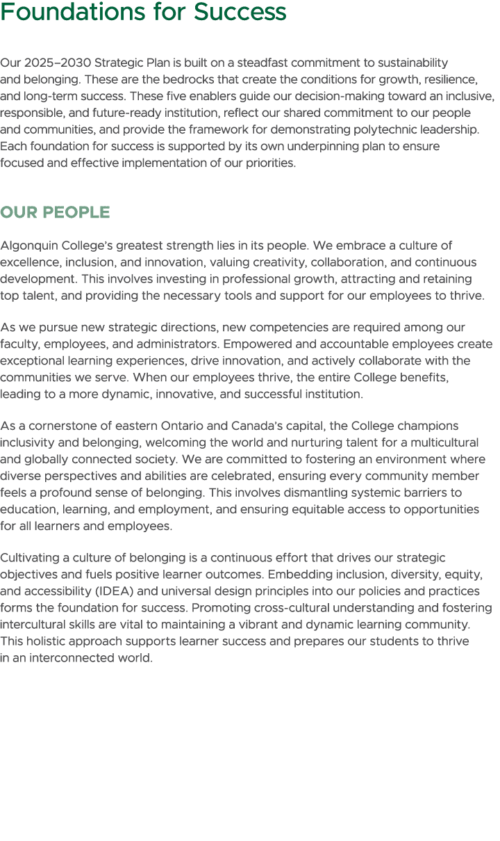 Foundations for Success Our 2025–2030 Strategic Plan is built on a steadfast commitment to sustainability and belongi...