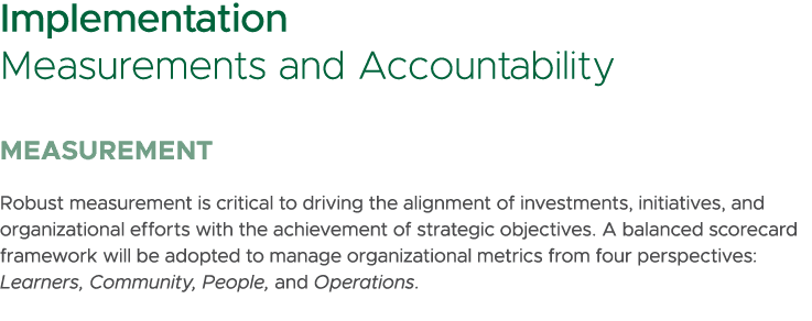 Implementation Measurements and Accountability Measurement Robust measurement is critical to driving the alignment of...