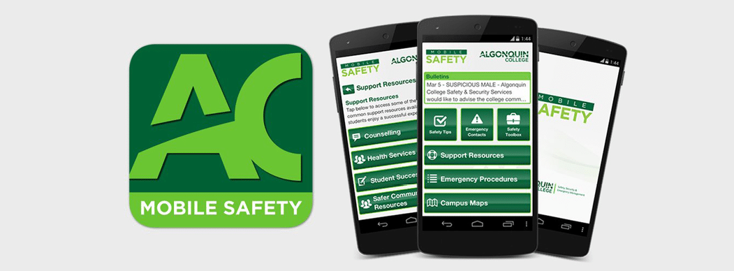 Image of examples of the College Safety App.
