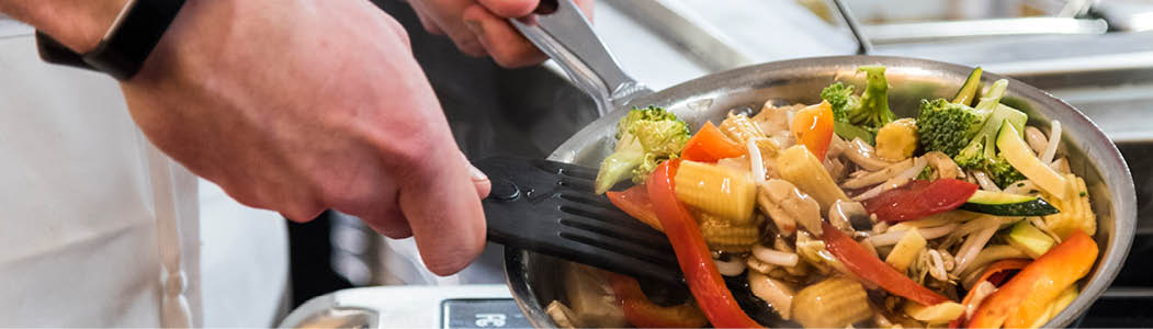 Close-up photo of a delicious stir fry being prepared.
