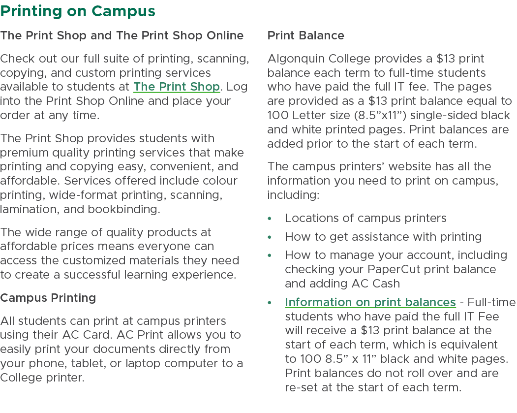 Printing on Campus The Print Shop and The Print Shop Online Check out our full suite of printing, scanning, copying, ...
