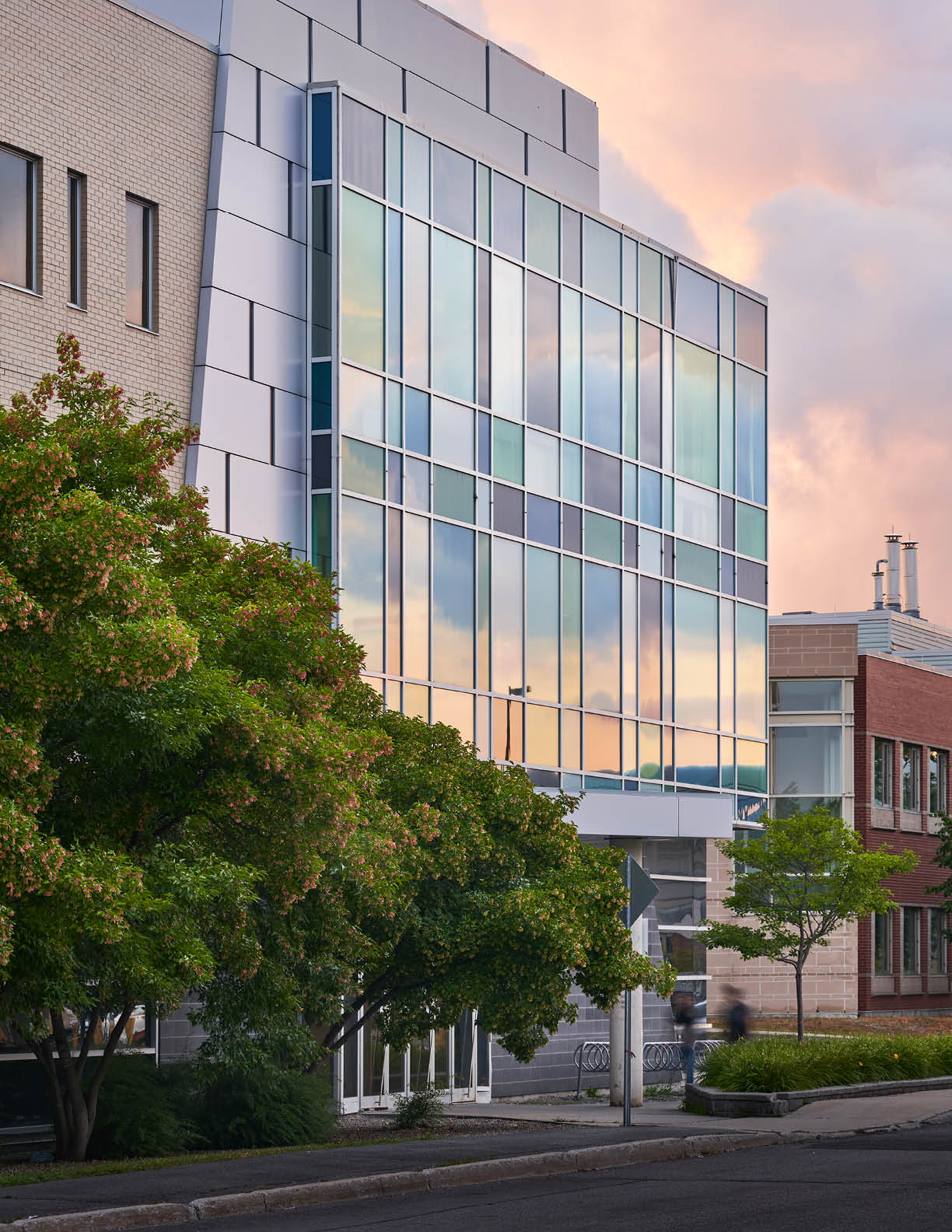 Student sitting in the AC Hub smiling at the camera. 