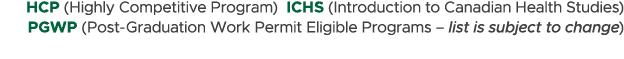 HCP (Highly Competitive Program) ICHS (Introduction to Canadian Health Studies) PGWP (Post Graduation Work Permit Eli...