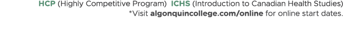HCP (Highly Competitive Program) ICHS (Introduction to Canadian Health Studies) *Visit algonquincollege.com/online fo...