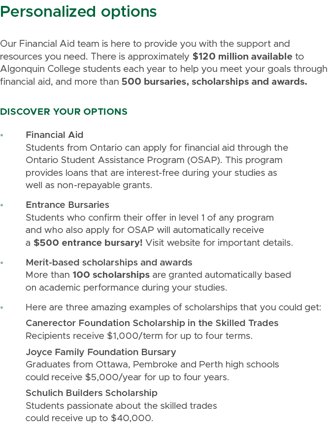 Personalized options Our Financial Aid team is here to provide you with the support and resources you need. There is ...