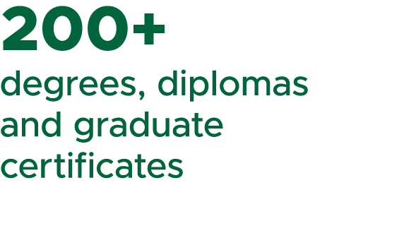 200+ degrees, diplomas and graduate certificates