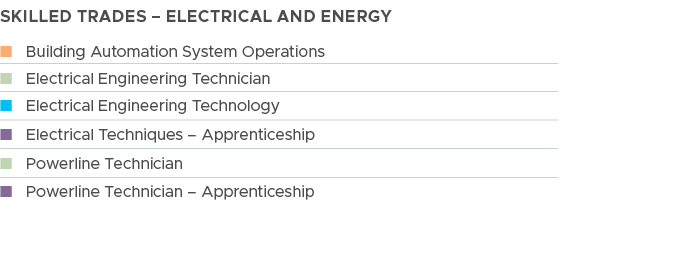 SKilled Trades – Electrical and energy, n Building Automation System Operations, n Electrical Engineering Technician ...