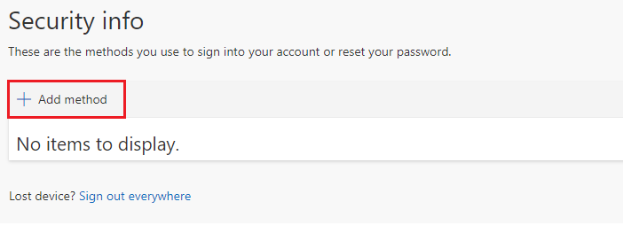 image showing adding security info method