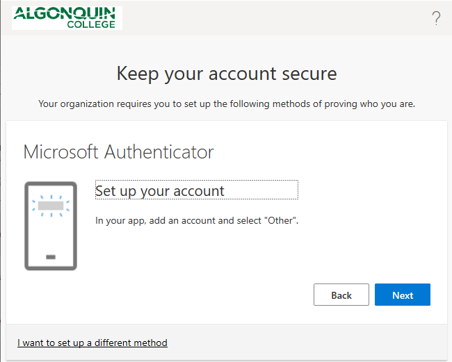 image of the authenticator set up step
