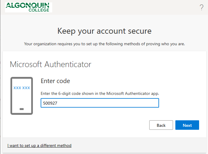 image showing entering the code in the browser