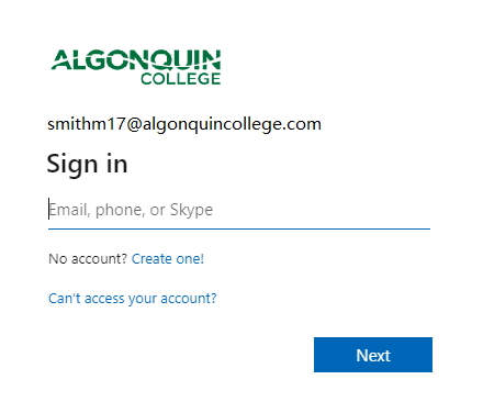 image showing Algonquin sign in prompt