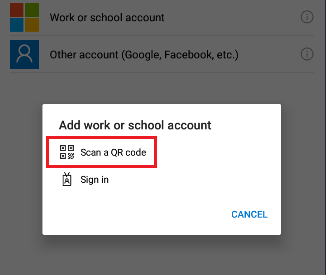 image showing the option to scan qr code on device