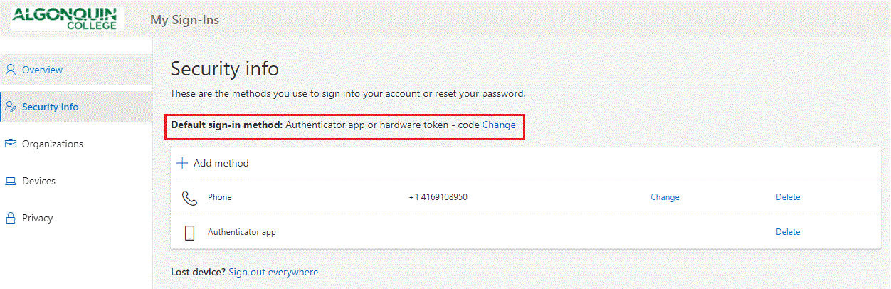 image displaying account security information