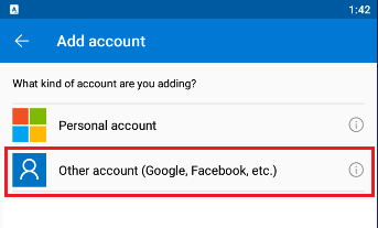 image showing the other account option