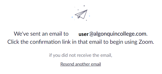 confirmation message