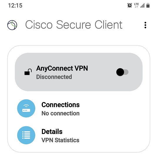 AndroidVPN connections screen