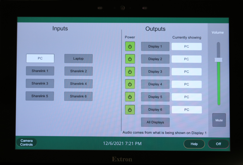 Monitor control interface in classroom