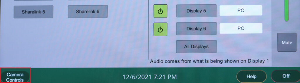 Extron control panel camera button