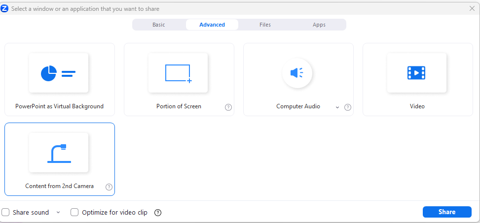 Advanced Screen Sharing - Second Camera