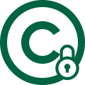 Copyright symbol with a lock icon