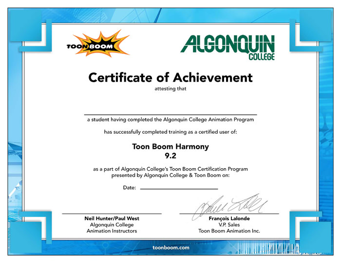 Algonquin-training-certificate - School of Media & Design