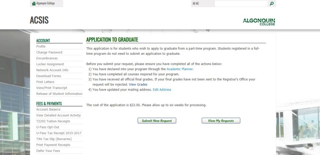 algonquin college web print
