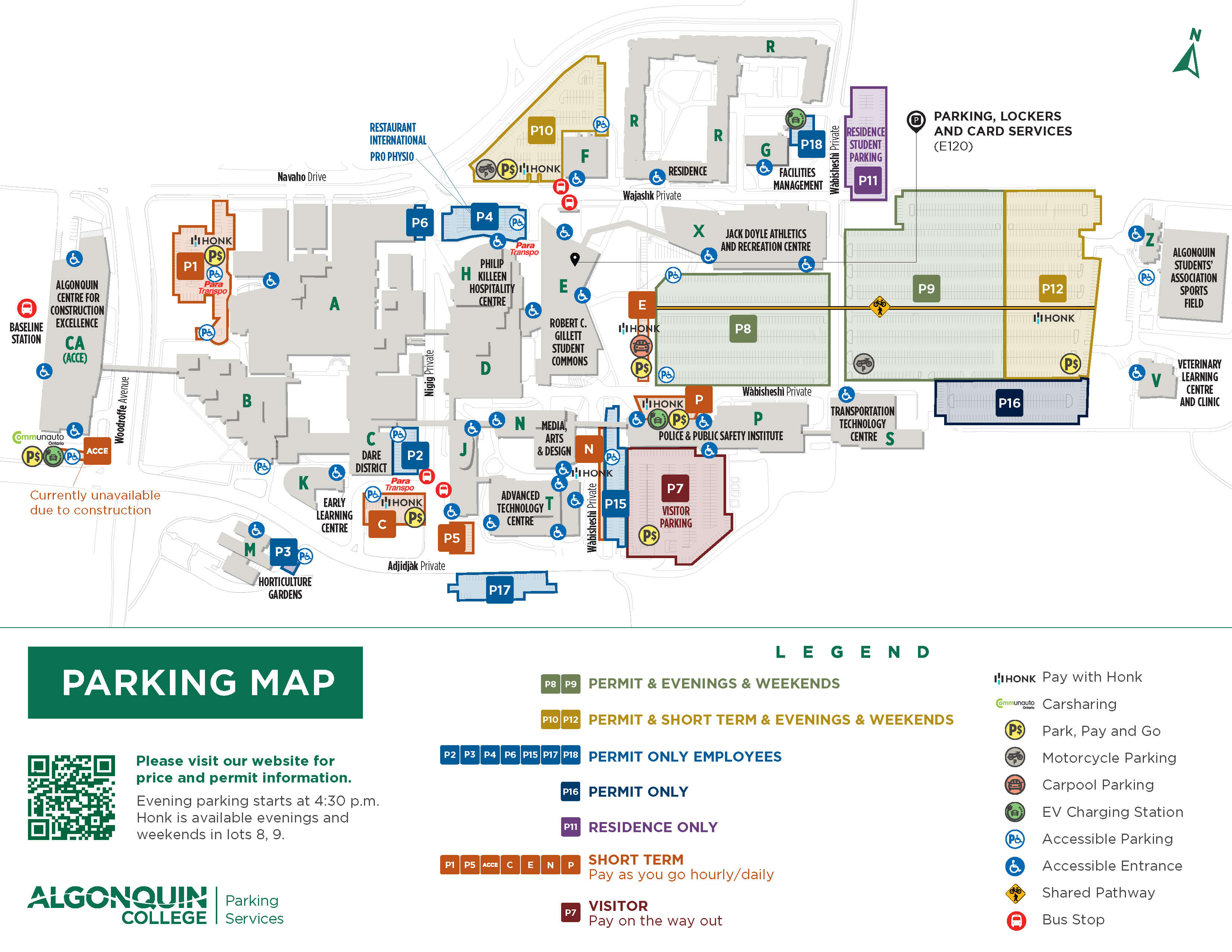 Parking Map - Algonquin College Ottawa Campus 2023-24