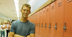 Student at lockers