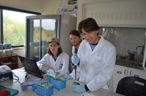 A group of Environmental Technician students  in the lab