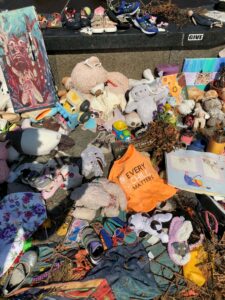 Gifts laid at monument