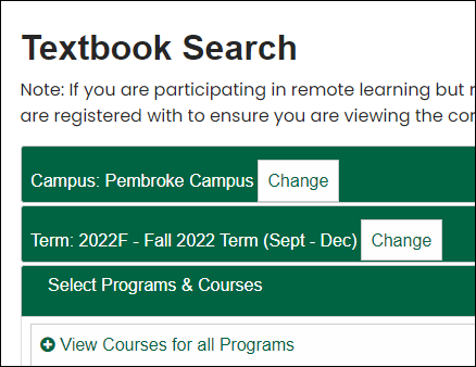 Fall Book List - Pembroke Campus
