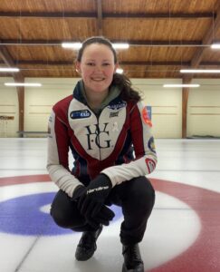 Algonquin College student Kelly Middaugh poses for a picture at Pembroke Curling Club.