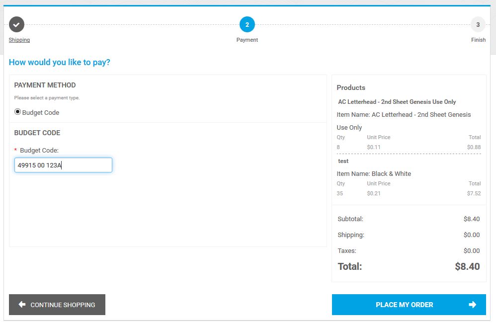How to pay with a budget code The Print Shop
