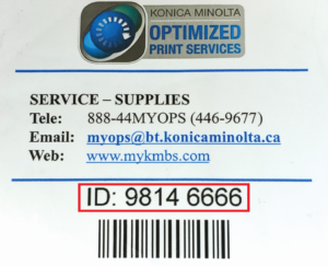 Printer ID as displayed on the printer