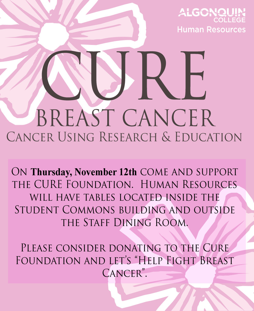 Cure breast cancer algonquin college wellness